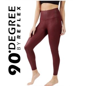NWT 90 Degree Faux Leather Legging Burgundy/Dark Fresco Rouge S. MSRP $78,-